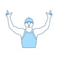 Football Fan With Hands Up Icon