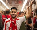 Football fan of Iran at 2018 FIFA world cup in Russia in the subway