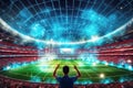 A football fan at a socer stadium. Connected facilities and 5G revolutionize sports industry