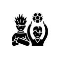 Football fans black icon, vector sign on isolated background. Football fans concept symbol, illustration Royalty Free Stock Photo