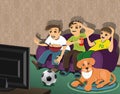 Football fans and dog.