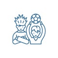 Football fans line icon concept. Football fans flat vector symbol, sign, outline illustration.