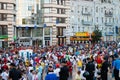 Football fans ready to go to match