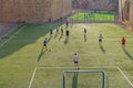 Football field in Akko, the ancient city in Israel. Young men playing football