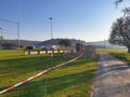 Football field closed by the regional police.