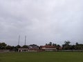 Football field on a cloudy morning