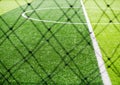 Football field, corner side, made from synthetic lawn Royalty Free Stock Photo