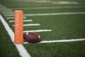 Football field endzone ball Royalty Free Stock Photo