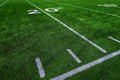 Football Field Green Yard Markers to Goal Line Touchdown Endzone Game Competition Royalty Free Stock Photo