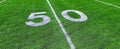 Football Field Green Yard Markers to Goal Line Touchdown Endzone Game Competition Royalty Free Stock Photo