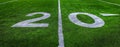 Football Field Green Yard Markers to Goal Line Touchdown Endzone Game Competition Royalty Free Stock Photo