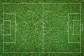 Football field soccer ball green grass Royalty Free Stock Photo