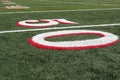 Football field view from 50 yard line Royalty Free Stock Photo