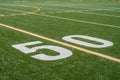 Football field 50 yard line Royalty Free Stock Photo