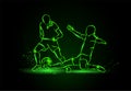 Football. fight for the ball. tackle. neon style.