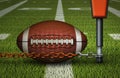 Football with First Down Chains Near the Fifty - Closeup Royalty Free Stock Photo