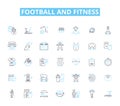 Football and fitness linear icons set. Agility, Endurance, Power, Strength, Stamina, Speed, Coordination line vector and