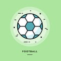 Football, flat design thin line banner