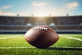 Football Flight Glory: An awe-inspiring close-up capturing the glory of an American football in mid-air flight over the