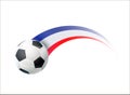 Football with French national flag colorful trail. Vector illustration design for soccer football championships, tournaments Royalty Free Stock Photo