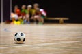 Football Futsal Ball and Youth Team. Indoor Soccer Sports Hall