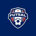 Football futsal shield logo vector