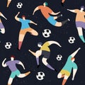 Football game hand drawn color seamless pattern.