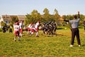 Football game scrimmage Royalty Free Stock Photo