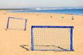 Football gate on sandy beach soccer goal Royalty Free Stock Photo