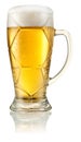 Football glass of light beer with drops isolated on white. Clipping path