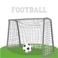 Football goal with the ball. empty soccer gate  on the grass. sport vector illustration in a flat style. Royalty Free Stock Photo