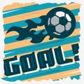 Football Goal. The Ball On A Fire. Soccer Print Design. Football