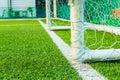 Football goal line with field artificial grass. Royalty Free Stock Photo