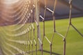 Football goal net close-up. Royalty Free Stock Photo