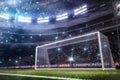 Football goal with people on background 3d rendering