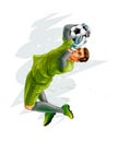 Football goalkeeper jump Royalty Free Stock Photo