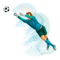 Football goalkeeper jump Royalty Free Stock Photo
