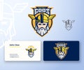 Football Gods Sport Team or League Abstract Vector Logo and Business Card Template. Odin Face with Typography. Mighty