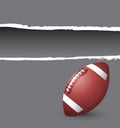 Football on gray ripped banner