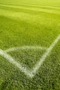 Football green grass field corner white lines