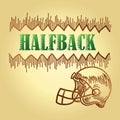 Football halfback position text. Vector illustration decorative background design Royalty Free Stock Photo