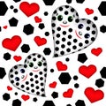 Football hearts seamless pattern on white background