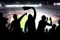 Football hooligans in game. Angry soccer fans. Royalty Free Stock Photo