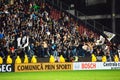 Football hooligans in a stadium