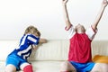 Football kids supporting different teams Royalty Free Stock Photo