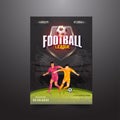 Football League Flyer Design With Footballer Players Of Participating Countries On Black Stadium