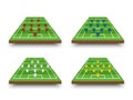 Football lineup formation and tactics on perspective field, vector