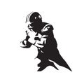 Football logo. American football player running with ball, isolated vector silhouette. Ink drawing Royalty Free Stock Photo