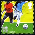 Football London 2012 Olympics UK Postage Stamp Royalty Free Stock Photo