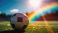 Football lying on the grass - Generative AI